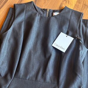 Calvin Klein Charcoal Gray Midi Dress NWT